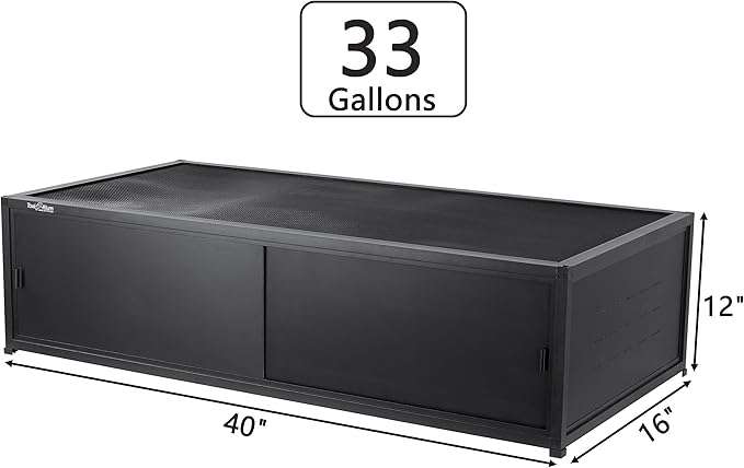 PVC Reptile Enclosure with Acrylic/PVC Door Options - 40x16x12 inch Sliding Door Tank for Bearded Dragon, Snake, Ball Python