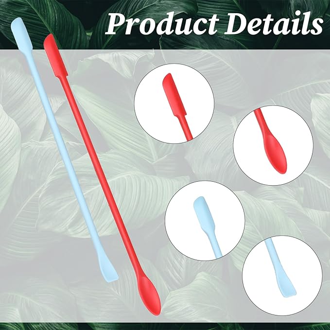 2Pcs Crested Gecko Food Mixing Spoon, Silicone Gecko Feeding Spoon, Long Handle Food Feeding Spoons for Reptile Lizard Gargoyle Bearded