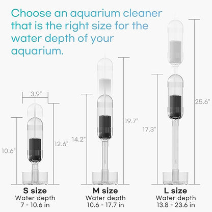 Aquarium Cleaner 2in1 - Large (Water Depth 13.8–23.6 in) | Substrate Surface Debris Vacuum | Air-Lift Suction | Near-Zero Water Loss | Quiet 45–50 dB