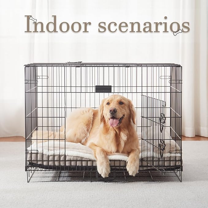 Dog Bed for Large Dogs, Dog Mattress with Pillow for Crate Kennel, Sofa pet Bed, Super Soft pet Bed for Medium, Jumbo, Small Dogs Breeds (Beige, Large:(36"x23"x3")