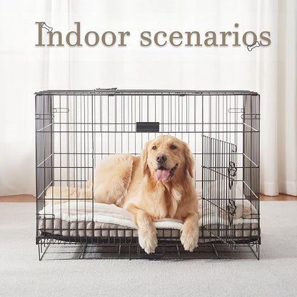 Dog Bed for Large Dogs, Dog Mattress with Pillow for Crate Kennel, Sofa pet Bed, Super Soft pet Bed for Medium, Jumbo, Small Dogs Breeds (Beige, Large:(36"x23"x3")