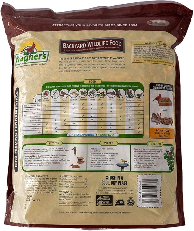 Wagner's 82042 Songbird Banquet Wild Bird Food, 5-Pound Bag & 62046 Backyard Wildlife Food, 8-Pound Bag & 62032 Cardinal Blend Wild Bird Food, 6-Pound Bag
