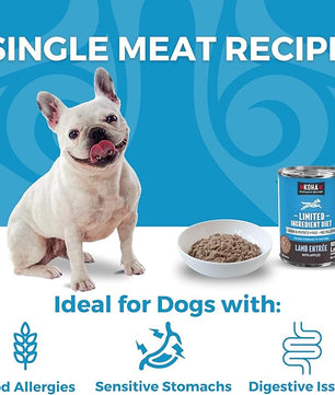 KOHA Limited Ingredient Diet Lamb Entrée for Dogs - Grain Free Wet Dog Food with No Fillers - Canned Dog Food Sensitive Stomach - 13 oz Pack of 12