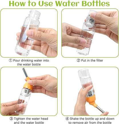 BNOSDM 3 in 1 Ceramic Hamster Hideout Hamster Food Bowl Hamster Water Bottle with Stand for Glass Tanks - Mushroom Shape Hamster Cage Accessories Cool Hides for Dwarf Syrian Mice Gerbils (Red)