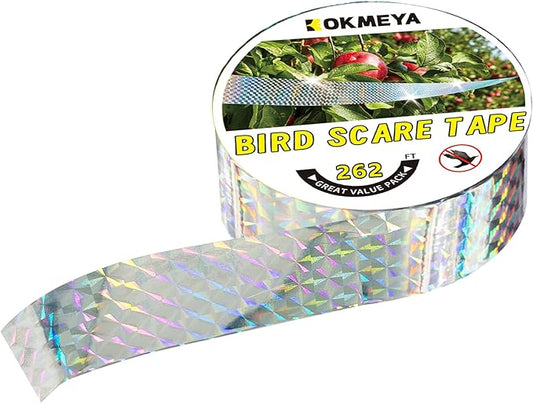 Bird Scare Reflective Tape, 262 Feet per Roll, Double-Sided Reflective, for Repelling Sparrows and Woodpeckers, Suitable for Outdoor Use in Homes, Gardens, Farms, Orchards,Outdoor