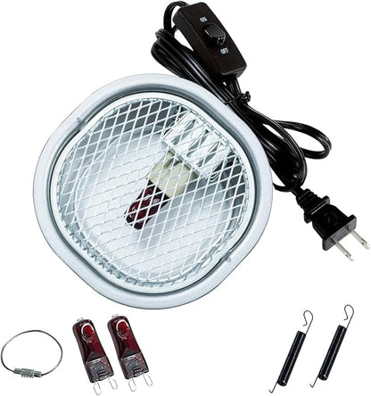 REPTI ZOO G9 Reptile Infrared Heat Lamp Combo Kit- 50W UVA Basking Red Bulb & Low Profile Tank Hood for Bearded Dragons Turtles Lizards Geckos | Terrarium Heating Lamp Spot Light with Safety Mesh
