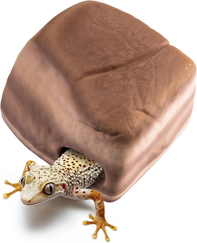 Gecko Cave Reptile Hide – Naturalistic Terrarium Shelter for Geckos, Lizards, Snakes, Bearded Dragons, Tortoises & Other Reptiles