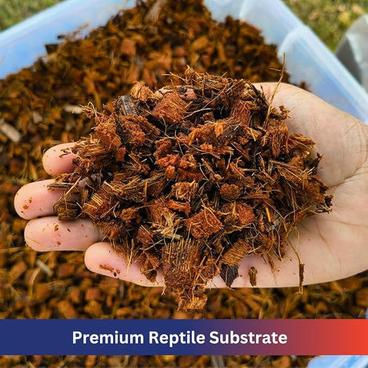 Premium Coconut Chip Substrate for Reptiles by ReptiPlus - 10 LB Compressed Block Expands up to 72 Quarts - Natural Bedding for Ball Pythons, Tortoises, Hermit Crabs, Bearded Dragon Habitats