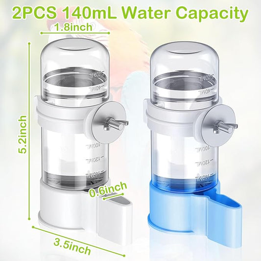2 PCS Automatic Bird Cage Water Dispenser, Parakeet Parrot Feeder Hanging Drinking