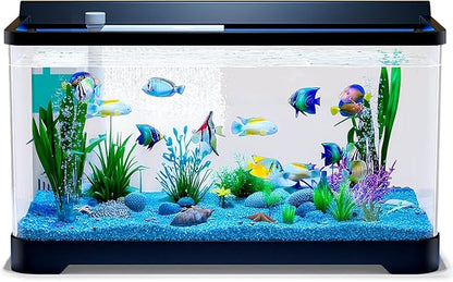 LED Aquarium Fish Tank Kit,（Light + Filter + Green Plants + Blue Sand + Pineapple Houses + Shells） Black, 4.5 Gallon (Now)