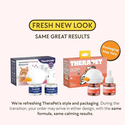TherapetMD - Cat Calming Diffuser Pheromone Kit - Multi Cat Anxiety Relief Stress Reduction Plugin 700 sq ft Coverage Vet Recommended.