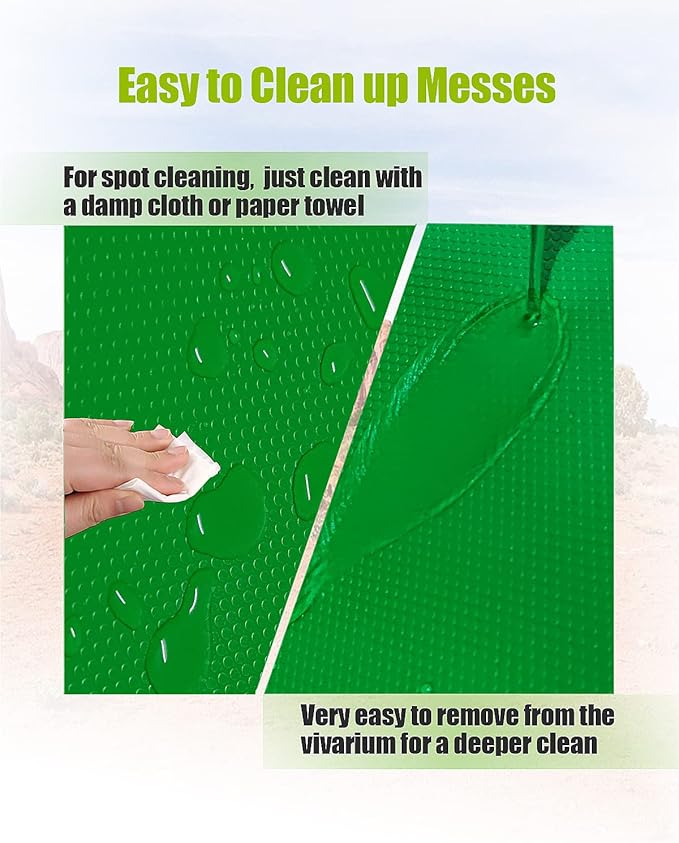 Bearded Dragon Tank Accessories, Reptile Substrate Floor, Leopard Gecko Tank Liner Mat for 40 Gallon, 20 Gallon, 50 Gallon,75 Gallon Lizard Tank, Green