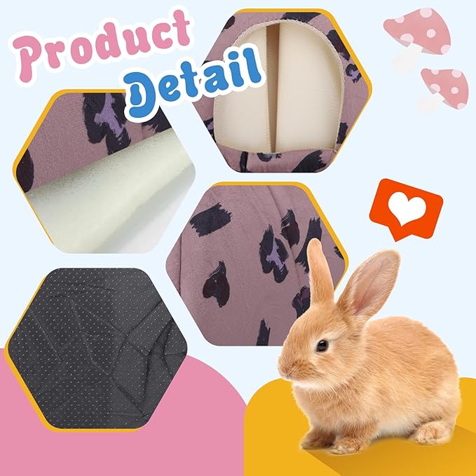 2-Pack Guinea Pig Hideout with Tunnel for Small Animals(Guinea Pig Bedding Warm & Lightweight, Easy to Clean)