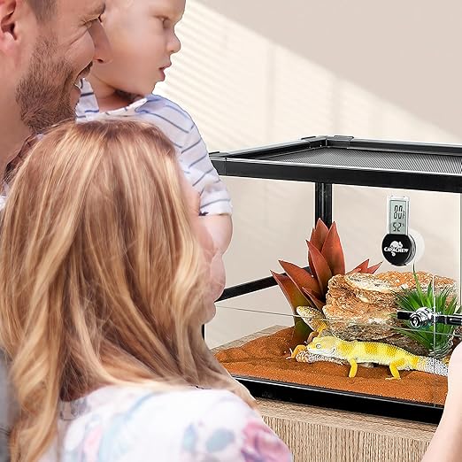 Magnetic Reptile Thermometer and Humidity Gauge, Digital Tank Thermometer Hygrometer with LCD Display, Habitat Temp Humidity Meter Accessories for Bearded Dragon, Snake, Hermit Crabs, Gecko