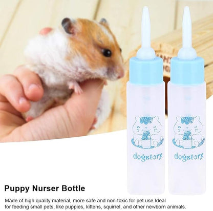 Jeanoko 2PCS 30ML Baby Bottle Feeder for Hamsters Super Small Hedgehog Squirrel Chinchilla Pet Newborn Hamster Nurser Puppy Kittens Nursing Feeding Water Milk(Heaven Blue)