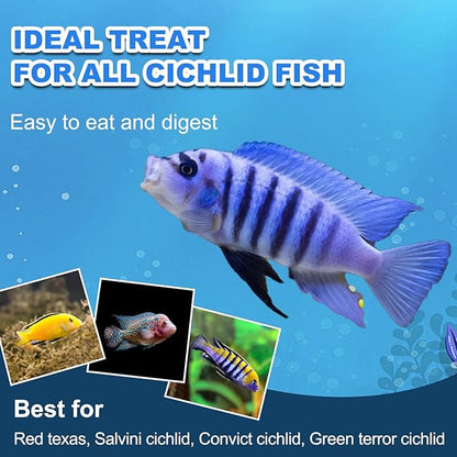 Cichlid Fish Food - High Protein Sinking Pellets for Large Cichlids,Tropical FishNatural Color Enhancer,Growth Support & Cleaner Water (10oz)