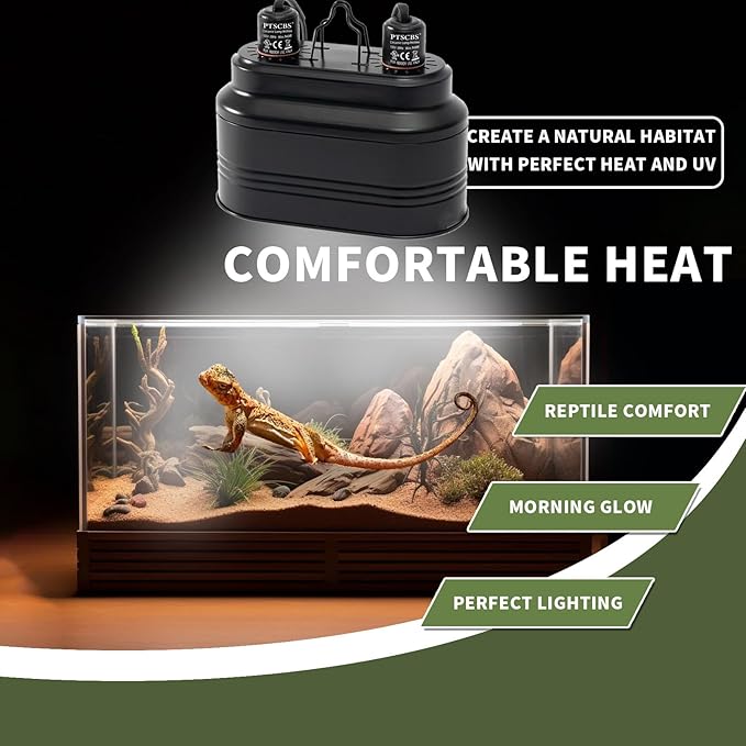 Dual Reptile Light Fixture-Max 160W,with Switches, Fits Reptile Light Heat Lamp UVB Light for Lizards, Snakes,Turtles, and Amphibians E26