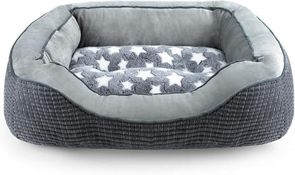 SIWA MARY Dog Beds for Small Dogs & Cats, Washable Dog Sofa Bed with Wide Sides, Pentagram Pattern Design, Pet Cuddler Bed, Warming Soft Calming Puppy Bed for Sleeping, Non-Slip Bottom