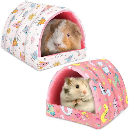 UPINS 2 Pack Guinea Pig Bed, Guinea Pig Hideout Washable Small Animal House Cage Accessories for Dwarf Rabbits Chinchillas Hamsters Hedgehogs Ferrets Bearded Dragons and Rats