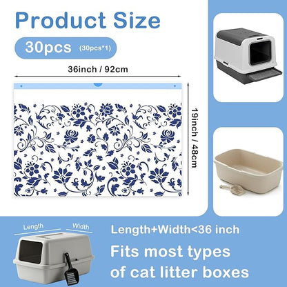 Unicorn Catcher 30 Pack Cat Litter Bags 36" x 19" Large Litter Box Liners Tear-Resistant with Drawstring for Easy Access Cat Litter Liners for Litter Boxes Under 36in Total Size