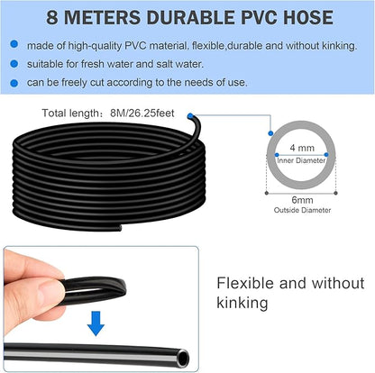 aquarium air pump accessories set-9.84/26.25/101.71 feet aquarium airline tubing hose,check valves,air stones and connectors of I,L,T shape (26.25 feet hose 8 stone 8 check valve 12 connector)