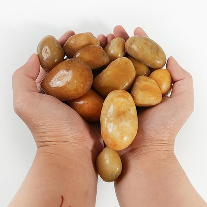 12 LBS River Rocks, StoneCreek, Decorative Garden Stones for Plant Landscaping, Polished Gravel Filler Pebbles for Home Decoration, Vases, Succulents, Flower Beds and Fish Tanks (Pale Yellow, Medium)