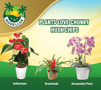 MODELLOR Premium Super Washed, Clean, Coco Chips, 2 Bricks (2.2 lb.) yields 14 Qts. of Loose Chips. Reptile Bedding, Organic, Odor Absorbing, Grow Orchids, Mulch Indoor, Outdoor.