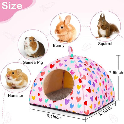 Glittme Guinea Pig Hideout 2Pack Guinea Pig Bed with Soft Pads Washable Small Animal Bed with Non-Slip Bottom Rabbit Hideout for Ferrets, Hamster, S