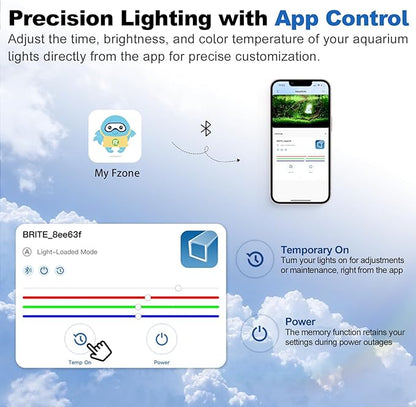 FZONE LED Aquarium Light with APP Control, Full Spectrum for 24-31‘’ Planted Aquariums, Timer Sunrise/Sunset, 36W (Light 60)