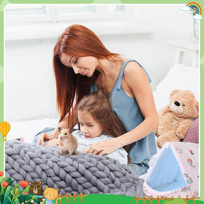 Ripeng 6 Pcs Guinea Pig Hideout Guinea Pig Bed House Rabbit Tunnel Washable Small House Cage Accessories for Hedgehog Mouse Chinchillas Hamster Ferrets Bearded Rats(7.9inch Ocean Park)