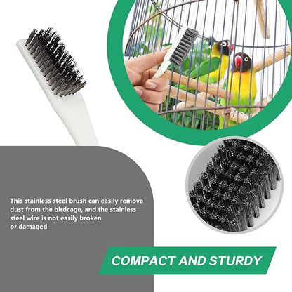 7-Piece Set Bird Cage Cleaner,Small Animal cage Cleaning Tool Wooden and Stainless Steel Cleaning Brush Long Handle Cleaning Brush Spatula Bird Cleaning Bird Drops Multipurpose Cleaning(B)