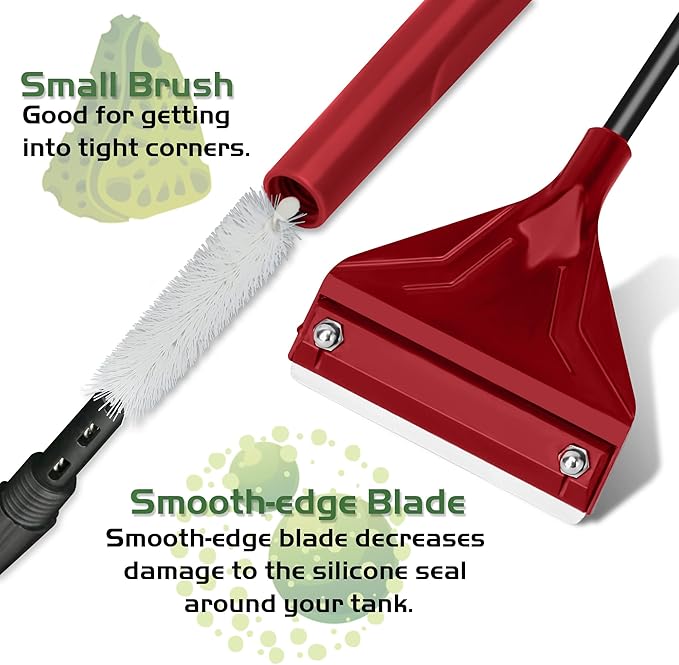 24.5’’ Professional Algae Scraper, Aquarium Blade Cleaner with 10 Pcs Replaceable Blades Stubborn Algae, Suitable for Water Tank Size Above 30 Gallons