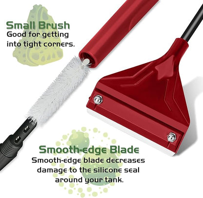 24.5’’ Professional Algae Scraper, Aquarium Blade Cleaner with 10 Pcs Replaceable Blades Stubborn Algae, Suitable for Water Tank Size Above 30 Gallons