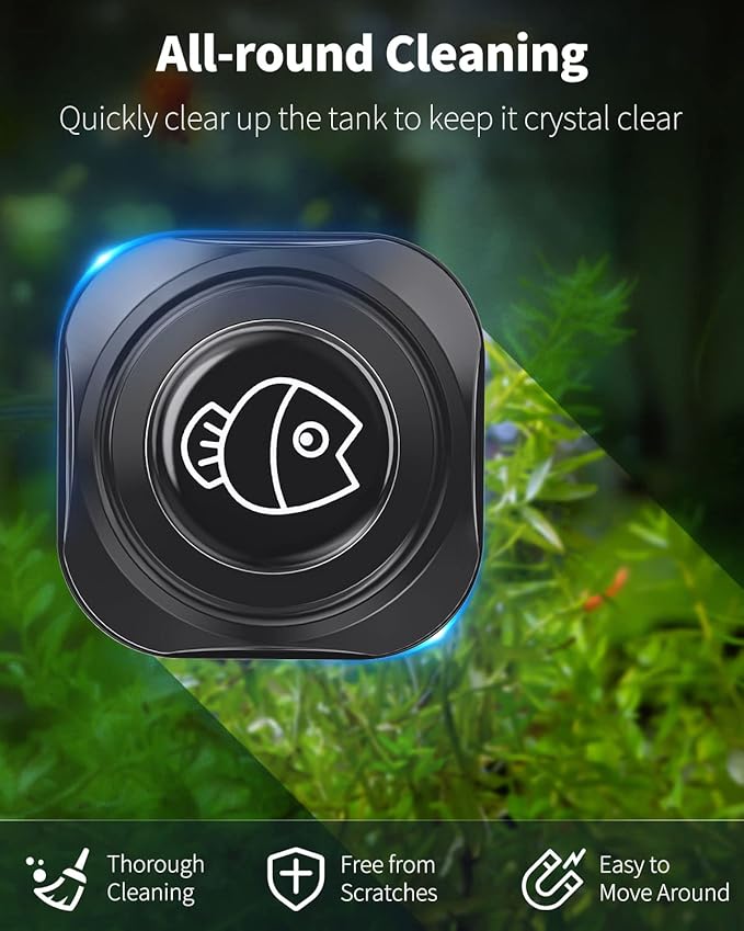 Pawfly 2 Inch Algae Scraper Aquarium Magnetic Brush Scratch-Free Scrubber for Nano Fish Tank Glass Cleaning, 2 Pack