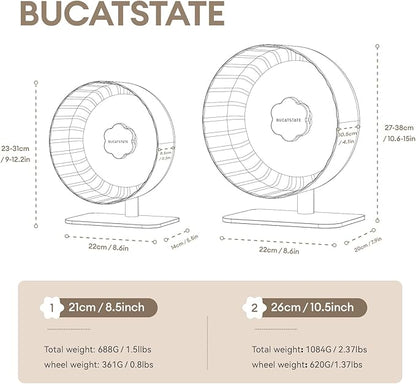 BUCATSTATE Hamster Exercise Wheel 10.2", Upgraded Super-Silent Spinner Hamster Running Wheels with Adjustable Base & Rust-roof Bearing for Dwarf Syrian Hamster Gerbils Rats