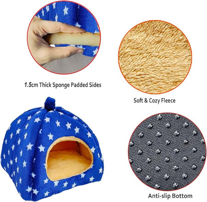 Guinea Pig Bed, Guinea Pig Hideout House Accessories Warm Bed for Small Animals Hamsters Chinchillas Dwarf Bunnies Hedgehogs. M, NavyBlue