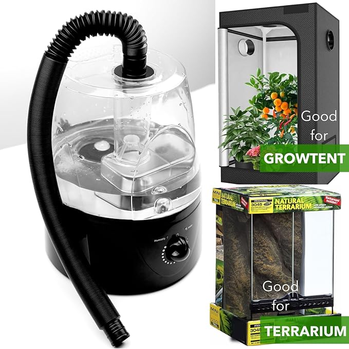 Reptile Fogger, Terrarium Humidifier, Plant Humidifier, Fog Machine Mister for Reptiles and Plants Vivarium, 3.5L Large Capacity, Ideal for Reptiles/Amphibians/Grow Room/Grow Tent Humidifiers