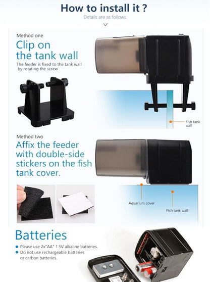 LONDAFISH Aquarium Fish Feeder, 0.175L Capacity, Plastic, Timer, Suitable for Pelleted, Particle, Flake Feeds