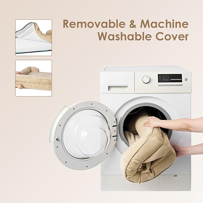 EHEYCIGA Orthopedic Dog Beds for Extra Large Dogs, Waterproof Memory Foam XL Pet Bed with Sides, Non-Slip Bottom and Egg-Crate Foam Big Dog Couch Bed with Washable Removable Cover, Greige