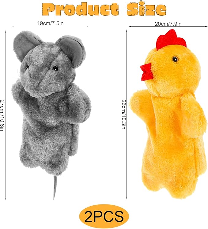 2 Pcs Cat Wrestling Glove, Mouse Chicken Puppet Glove Interactive Cat Toys, Soft Cats Wrestling Toy Puppet for Kitten Playing, Training, and Exercise (Gray, Yellow)