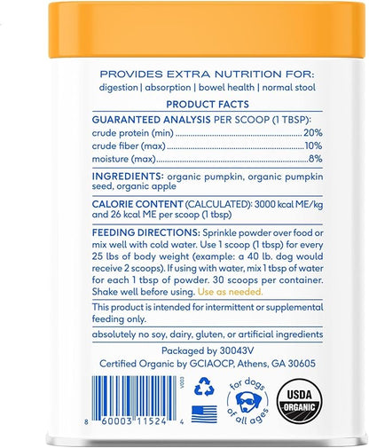 Native Pet Pumpkin for Dogs - Organic Powder Pumpkin Puree Dog Food Toppers -Rich in Fiber Supplement Powder Helps with Digestion, Nutrient Absorption, Diarrhea, Constipation & Upset Stomach-30 Scoops