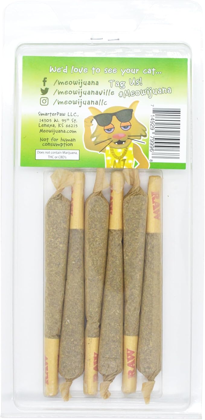 Meowijuana | King Size Catnip Joints | Organic | Dried Premium Ground Catnip | High Potency | Grown in North America | Feline and Cat Lover Approved