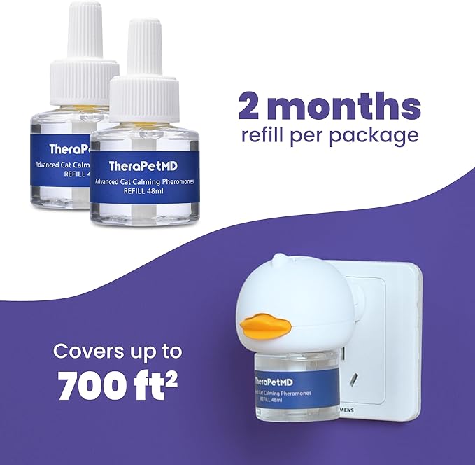 TherapetMD - Cat Calming Diffuser Pheromone Kit - Multi Cat Anxiety Relief Stress Reduction Plugin 700 sq ft Coverage Vet Recommended.