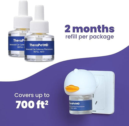 TherapetMD - Cat Calming Diffuser Pheromone Kit - Multi Cat Anxiety Relief Stress Reduction Plugin 700 sq ft Coverage Vet Recommended.