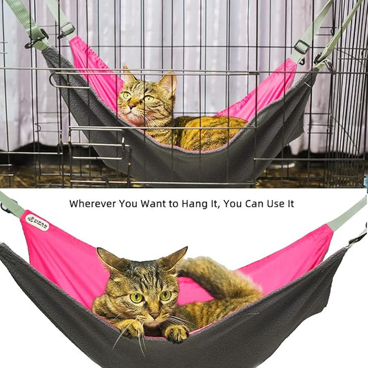 2 Pcs Small Kitty Cat Hammock for Cage,2 Pieces Reversible Cat Hanging Hammock,Cat Hammock Hanging,Washable Soft Outdoor Cat Mat,Waterproof Cooling Kittens Pad for Cats (Large, RedRed)