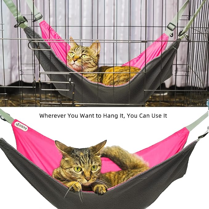 Extra Large Hanging Cat Hammock, Bed & Mat - Washable, Waterproof, Cooling Pad for Cats 26 x 20 inches (XX-Large, Red)