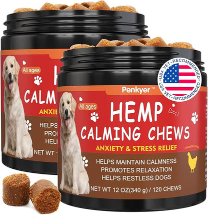 Advanced Calming Chews for Dogs - 240 Count Flavored Soft Chews for Anxiety, Stress & Barking Relief -, Pet Supplement, All Ages & Sizes - (Chicken)