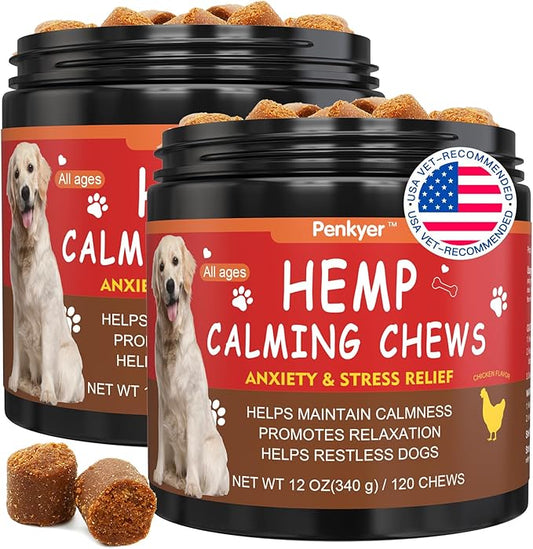 Advanced Calming Chews for Dogs - 240 Count Flavored Soft Chews for Anxiety, Stress & Barking Relief -, Pet Supplement, All Ages & Sizes - (Chicken)