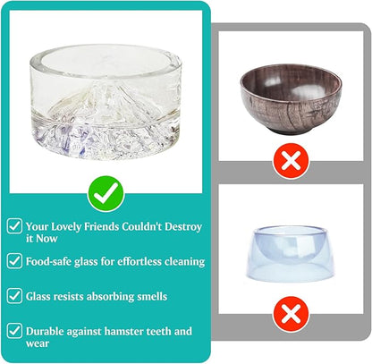 BNOSDM Hamster Food and Water Bowl Mountain Fuji Style Glass Drinking Dwarf Hamster Feeder Anti-Turning Dish for Syrian Hamsters Gerbils Mice Rats or Other Similar-Sized Pets (Colorful)