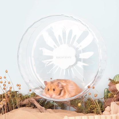 Bucatstate Hamster Exercise Wheel Super-Silent with Adjustable Base Dual-Bearing Cage Accessories Quiet Spinning Running Wheel for Dwarf Syrian Hamster Gerbils and Other Small Animals